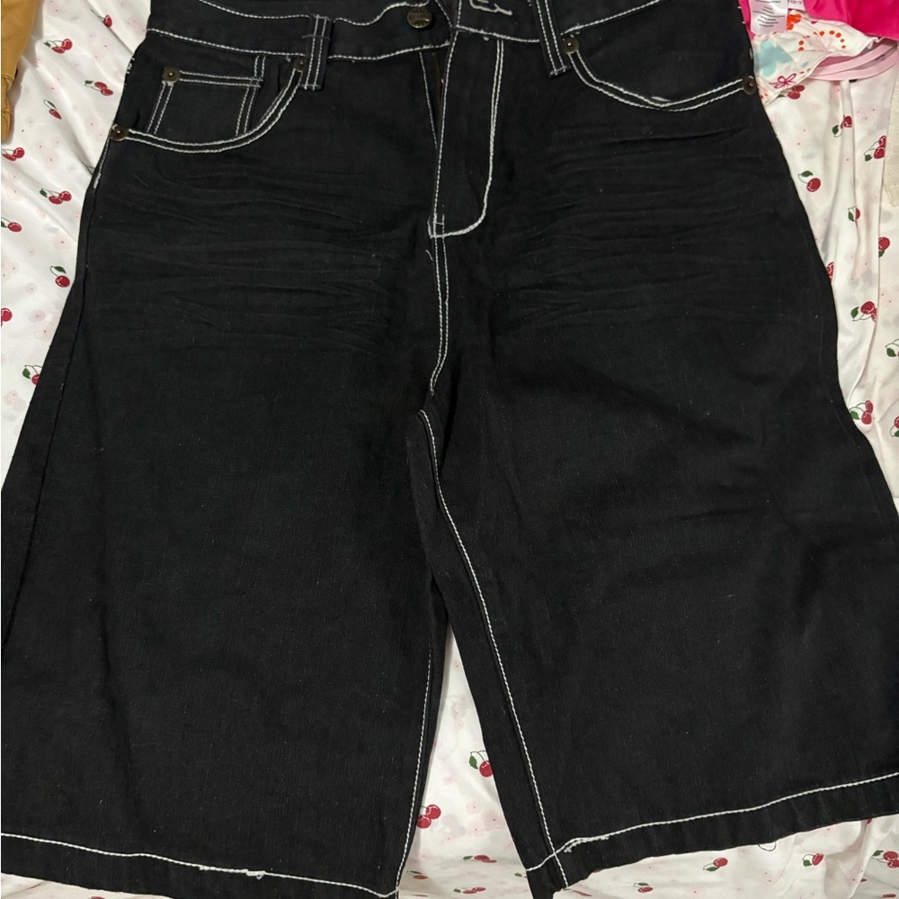 M gordon Men's Black Jean Shorts